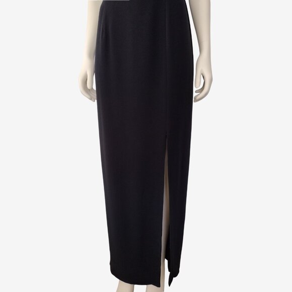 Vintage 1990s Glamourous Black Side Slit Sleeveless Maxi Sheath Dress 12 - Picture 5 of 13